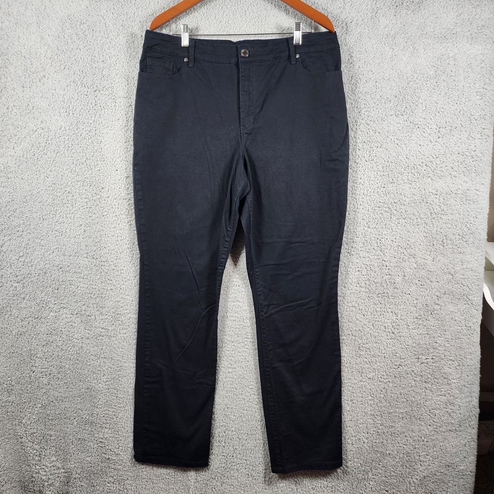 Bandolino Amy Jeans Women 16 Black Denim Cotton Stretch High Rise Straight Leg